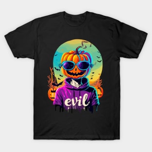 Evil pumpkin creature wearing sunglasses T-Shirt